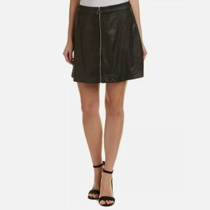 Kensie Skirt Black Mini Zipper Suede Reptile New